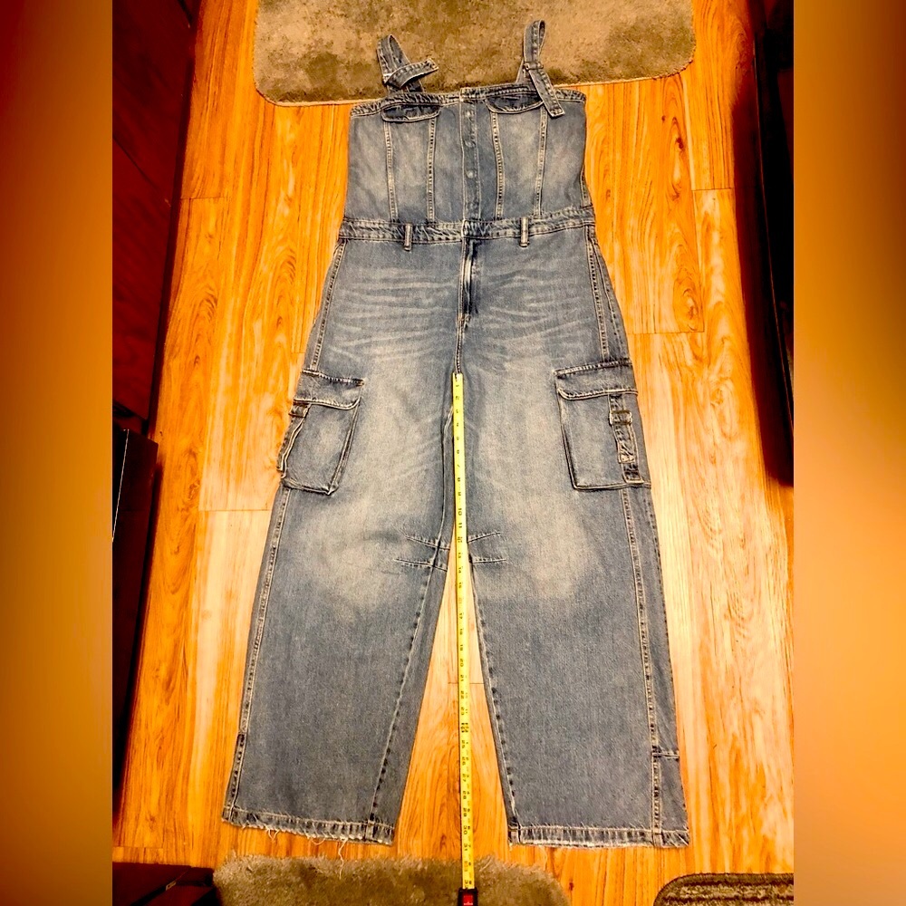 Zara TRF Denim Cargo Overalls - Picture 6 of 11